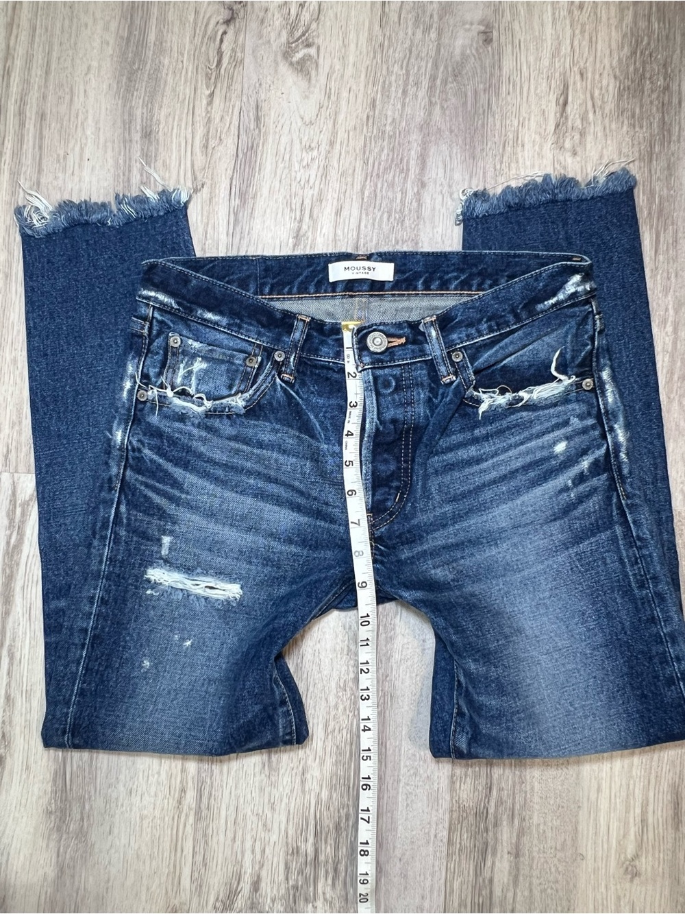 Moussy Vintage Comfort Glendale Skinny Jeans Blue Medium Wash Distressed Size 27 - Picture 8 of 14